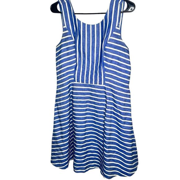 Vineyard Vines Cotton Linen Striped Fit & Flare Dress, Coastal, Size 8 - Picture 4 of 12